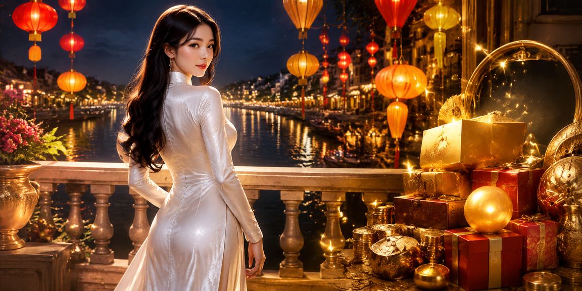 Không gian casino truyền thống tại Huế với trang phục áo dài, gợi cảm giác cá cược sang trọng